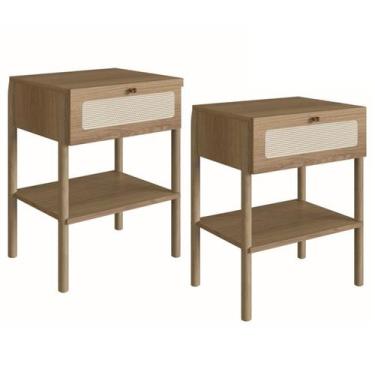 Imagem de Kit 02 Mesas de Cabeceira 1 Gv Palhinha 27932 Linha Oslo Hanover Artes