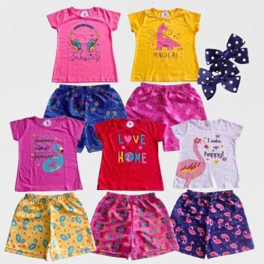 Imagem de Kit Roupa Infantil Menina 10 Peças + Presente Acessório Laço - Kitilic