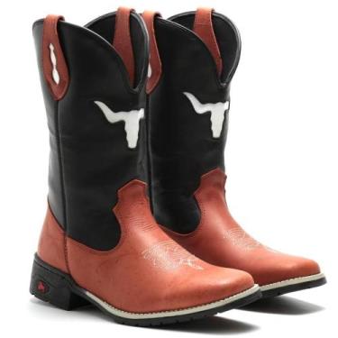 Imagem de Bota Texana Masculina Couro Cano Alto Bico Quadrado Conforto - Carpide