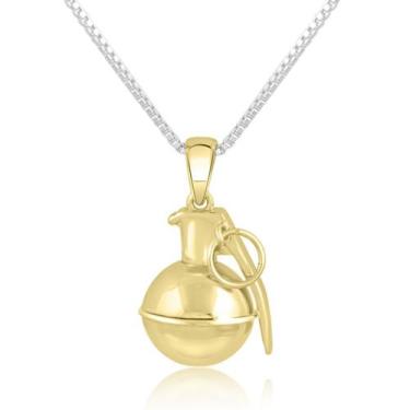 Imagem de Pingente Granada Lisa 10 mm Prata e Banho de Ouro 18k - Hera Gamers