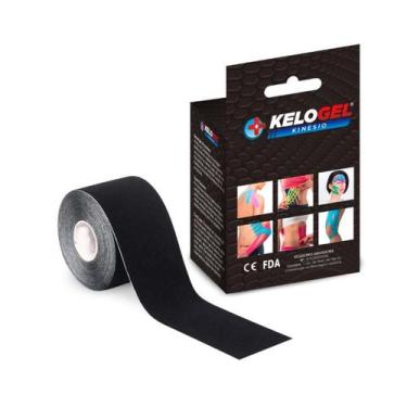Imagem de Bandagem elástica adesiva fisioterapia muscular  kelogel 5un, Preto