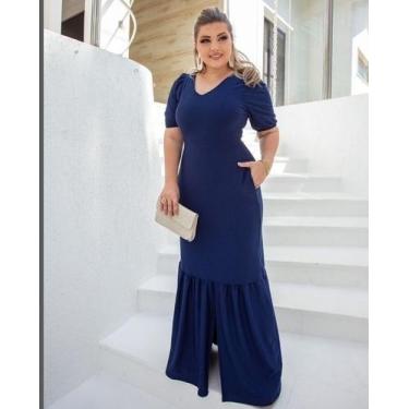 Imagem de Vestido Plus Size Fenda no babado Moda Evangélica Feminina - MISS FLOW