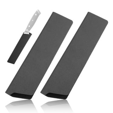 Imagem de Conjunto de 2 peças de bainha de faca, conjunto universal de protetores de borda de faca para facas de 15 a 20 cm, protetores universais de lâmina para cozinheiros e facas de cozinha (preto)