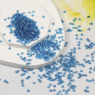 Imagem de Bala&Fillic Grânulos de sementes de 3 mm com forro de prata azul escuro azul escuro cerca de 3600 peças/100 gramas no saco, 8/0 contas de vidro para artesanato para fazer pulseira e colar (forro de