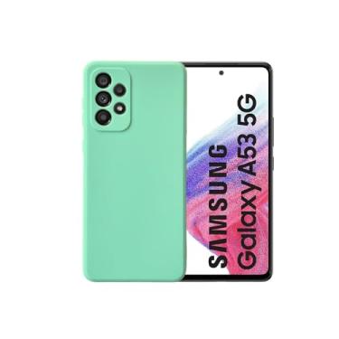 Imagem de Casecious Compatível com Samsung Galaxy A53 5G gel de silicone líquido macio celular celular capa traseira básica (verde menta)