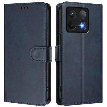 Imagem de Asdsinfor Capa carteira para Xiaomi 14T Pro, [bloqueio RFID] Suporte para 3 cartões [capa interior de TPU à prova de choque] Capa protetora magnética de couro PU para Xiaomi 14T Pro, azul YBW