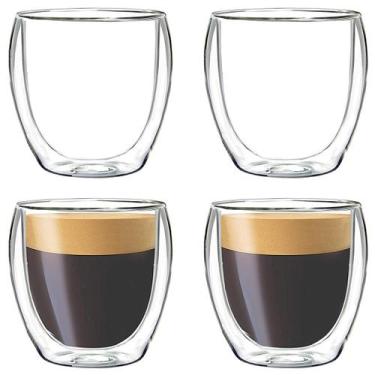 Imagem de Xícara Vidro Duplo Sem Alça Nespresso Dolce Gusto 4un 140ml - Majestic
