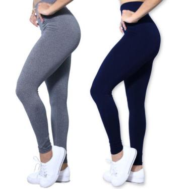 Imagem de Kit 2 Calças Legging Heide Ribeiro Leg Basic Suplex Ginástica, P, Cinz