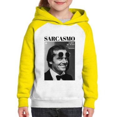 Imagem de Moletom Infantil A arte do sarcasmo - Foca na Moda, Branco, Amarelo, 6