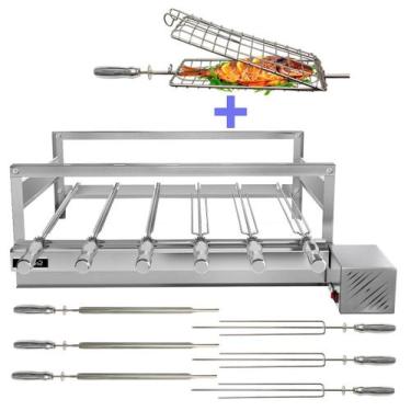 Imagem de Churrasqueira Giratória Grill Inox Gira Soft Grill 6 Espetos + Espeto 