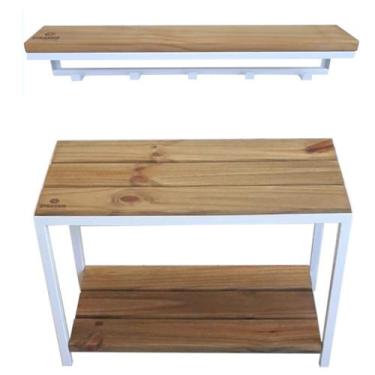Imagem de Kit Sapateira e Cabideiro Strassis Design SD-5007 Metal e Madeira Cor: