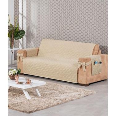 Imagem de Capa De Sofá 3 Lugares Com Laço Porta Objetos Melhor Preço Oferta Cinz