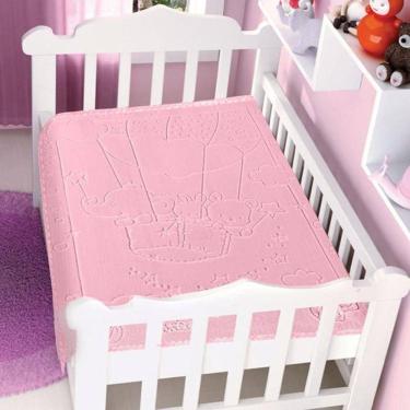 Imagem de Cobertor Jolitex Bebê Poliéster Relevo Balão Rosa