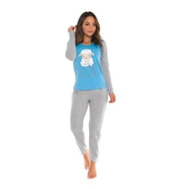 Imagem de Pijama Feminino Longo Desayner 12091 Ovelha Sweet Dreams, Mescla, G