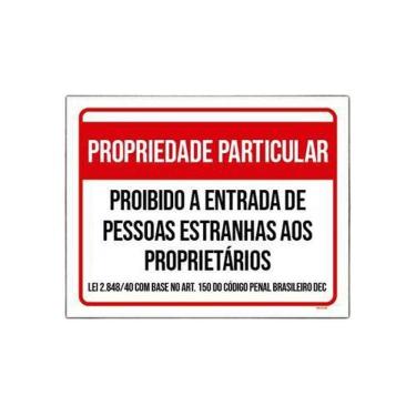 Imagem de Placa Propriedade Particular Proibido Estranhos 18X23