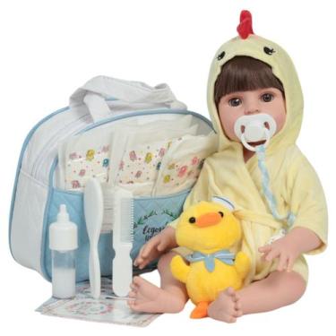 Imagem de Boneco Reborn Menino 46cm Saída de Banho Enxoval Bichinho - Cegonha Re