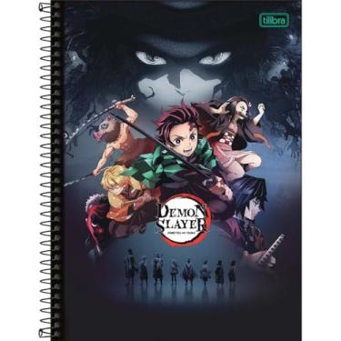 Imagem de Tilibra - Caderno Espiral Capa Dura Universitário 1 Matéria Demon Slayer 80 Folhas - 5 Personagens - Fundo Sombra