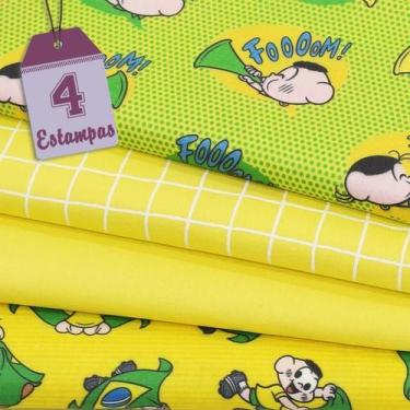 Imagem de Kit de Tecido Turma da Mônica Brasil Amarelo (30x70) 4 Estampas - Fabr