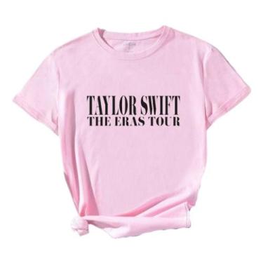 Imagem de Baby Look Taylor Swift Feminina Rosa Camisa 100% Algodão - SEMPRENALUT