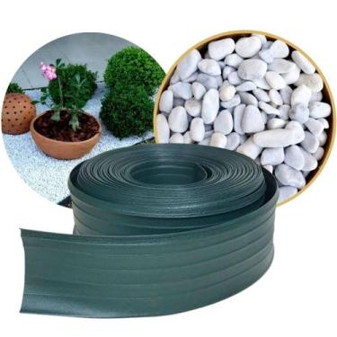 Imagem de Limitador Separador de Grama 25m e Pedra Branca Paisagismo - Verde Gar