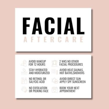 Imagem de Cartões de instruções de cuidados faciais posteriores, 55 cartões – frente e verso coloridos. Ideal para dar aos clientes após a consulta facial no seu spa. (Branco)
