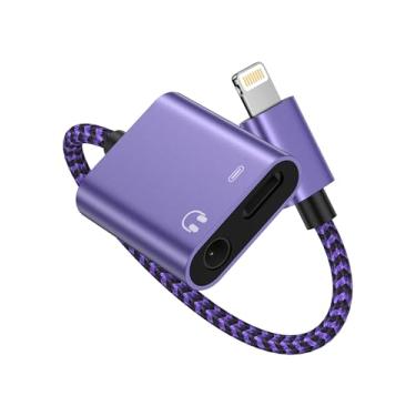 Imagem de Fone de ouvido e carregador 2 em 1 para iPhone Dongle, Lightning para conector de áudio de 3,5 mm + divisor de carga [certificado Mfi] Adaptador auxiliar para iPhone, conversor fêmea para Apple 14