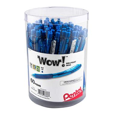 Imagem de Pentel WOW! Caneta esferográfica, (1,0 mm), linha média, tinta azul, pacote com 60, recipiente (BK440PC60C)