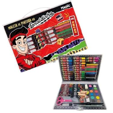 Imagem de KIT Escolar Infantil Maleta Estojo De Pintura - Canetinhas - Aquarela 86 Pçs (86Pç Enaldin)