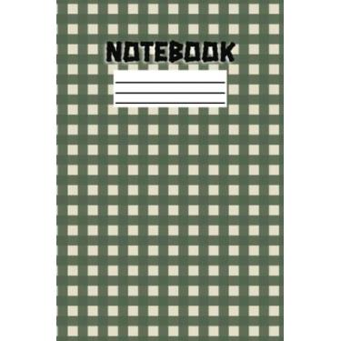 Imagem de 6"x9" Paperback Journal or Notebook with double sided wide ruled lined pages for kids, teens or adults | Green Gingham Checkered | Office, study or school supplies: 80 pages (40 sheets)