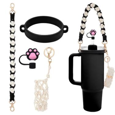 Imagem de Outman Conjunto de acessórios para copos, suporte de garrafa de água, capa de canudo de silicone, suporte de batom para a maioria das garrafas de água de 473 a 1,134 g compatível com copo Stanley