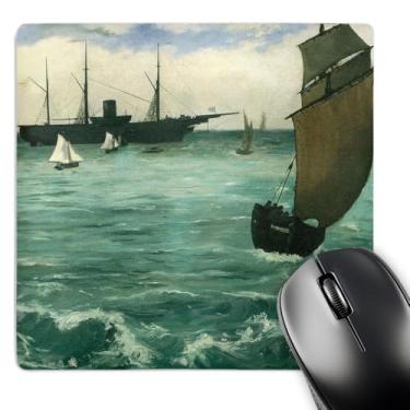 Imagem de Mouse pad 3D Rose "U.S.S. Kearsarge Off Boulogne Fishing Boat Coming in Before The Wind por Edouard Manet" acabamento fosco - 20 x 20 cm - mp_126805_1