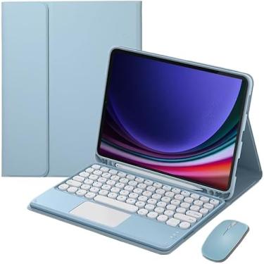 Imagem de AIDASHINE Capa com teclado para Samsung Galaxy Tab S9 Ultra de 14,7 polegadas - trackpad multitoque, teclado sem fio removível, capa fólio para tablet, azul