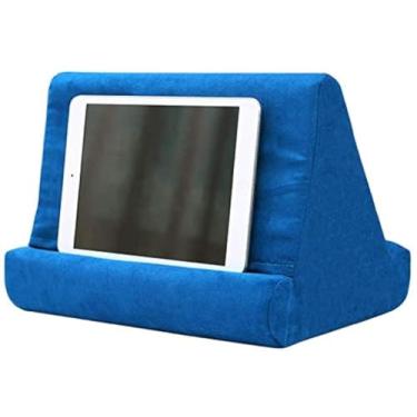 Imagem de Travesseiro de espuma para laptop, tablet, laptop, multifuncional, suporte para tablet, descanso de colo para iPad com bolsa (azul royal)