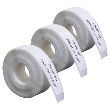 Imagem de DYKJGS 3 rolos de fita de etiqueta D30 branca 0,47" x 1,57" (12 mm x 40 mm) etiqueta autoadesiva térmica para material escolar de escritório doméstico (3, 12 mm x 40 mm)