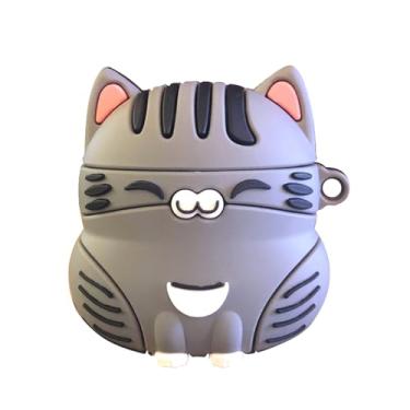 Imagem de Capa de fone de ouvido para AirPods 3, linda capa de silicone TPU macio sentado, sorrindo, sorrindo, feliz, sorrindo, sorrindo, sorrindo, capa protetora, para fones de ouvido - cinza