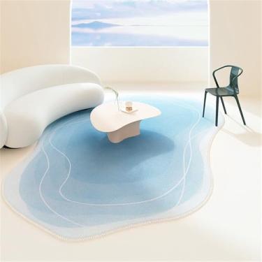 Imagem de HJZSZX Tapete de sala de estar azul especial nuvem leve irregular quarto cabeceira tapete creme estilo mesa de centro, QH2396, TD, A, 120x160cm