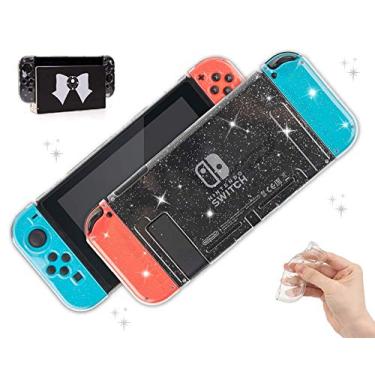 Imagem de BelugaDesign Capa transparente com glitter | Capa compatível com Nintendo Switch padrão | Capa protetora de cristal Dockable (branca transparente)