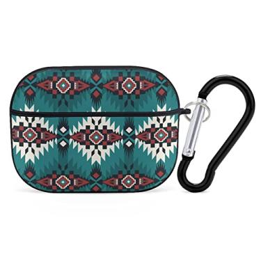 Imagem de Capa de fone de ouvido feminina compatível com AirPods Pro, capa de carregamento sem fio nativa do sudoeste americano indígena asteca navajo, capa de plástico macio à prova de choque com chaveiro, LED