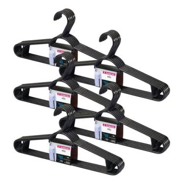 Imagem de Cabides Sanremo Roupa Organizador Adulto Preto - 25 Unidades