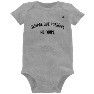 Imagem de Body Bebê Sempre que possível me poupe - Foca na Moda, Cinza, M