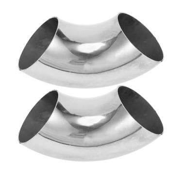 Imagem de Motoforti 2 peças 90 graus mandril curva cotovelo carro modificado tubo de escape tubulação 6.3 cm espessura OD 1,2 mm/18GA 63x160x1,2 mm 304 aço inoxidável tom prata