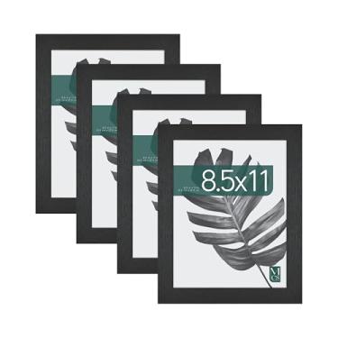 Imagem de MCS Moldura para fotos Studio Gallery, 20 x 28 cm, madeira preta, moldura retangular para fotos, pôsteres e impressões de arte e cavalete para exibição de tapletop (pacote com 4)