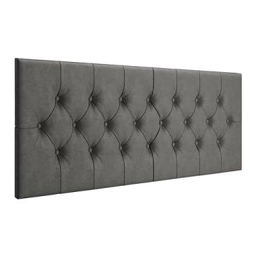Imagem de Cabeceira Capitone Modulada Suspensa Embutida Parede Estofada Macia Suede Cama Box Casal Quarto 1.40 - Cinza