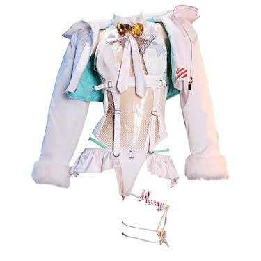 Imagem de Cosplay.fm Women Game Cosplay Costume Winter Shopper Cosplay Costume White Sexy Bodysuit Set (White, XL)