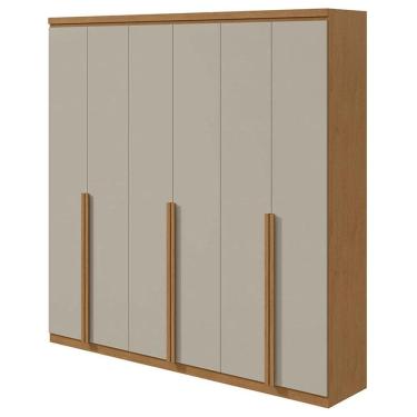 Imagem de Guarda Roupa Casal Alonzo 6 Portas Amêndoa Clean Off White - Lopas