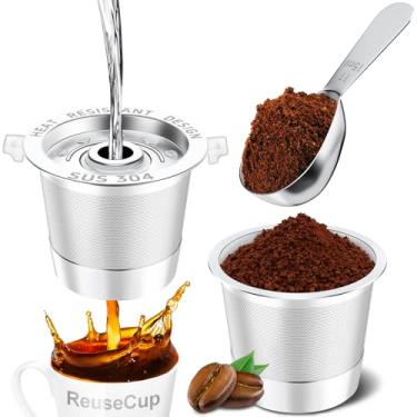 Imagem de NESSUS Pacote com 2 copos reutilizáveis para Keurig 1.0, copos K recarregáveis de aço inoxidável para keurig, cápsulas de café de metal K para keurig com alças resistentes ao calor e colher de café, 1