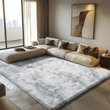 Imagem de Tapetes macios e macios para quarto, sala de estar, 22 x 30 cm, tapete de berçário, tapete antiderrapante para decoração de dormitórios infantis, tapete de cabeceira felpudo, cinza claro tie-dye