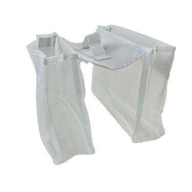 Imagem de simhoa Organizador de brinquedos de banho de malha para banheira 2 Compartamentos forma de sela, grande portador de brinquedos de banho de abertura Rede de