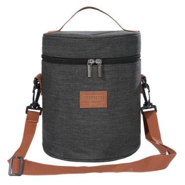 Imagem de Lancheira Bolsa Térmica Crinkle Juvenil Escolar Marmita Cilíndrica Fac