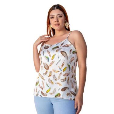 Imagem de Regata Plus Size Alcinha Crepe Estampada com Alça Regulável Premium - 